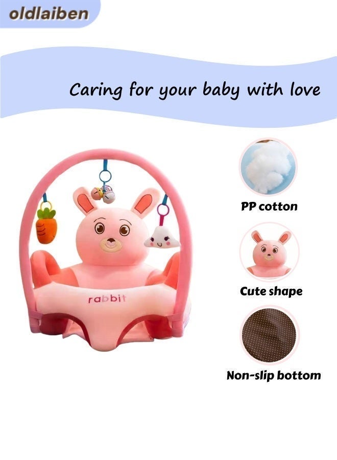 الدليبن مقعد دعم للجلوس للأطفال على شكل أريكة، مقعد أطفال قطيفة لطيف برسوم كرتونية، مقعد تعليمي للأطفال، مقعد أرضي مريح محمول للأطفال، هدية مثالية للأطفال الصغار لتعلم الجلوس (أرنب) - Image 3